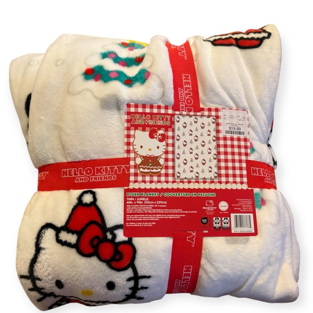 Hello Kitty Twin Christmas Blanket NWT